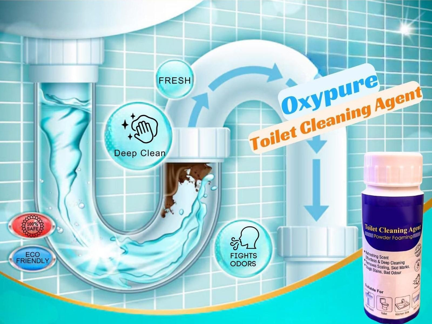 Powder Foaming Toilet Cleaner 100 gm (Pack of 2)